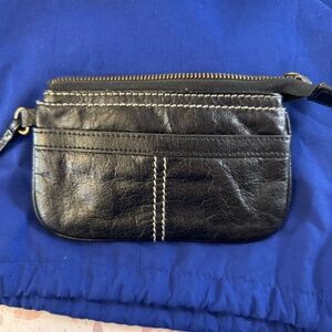 Clarks Black Leather Wristlet